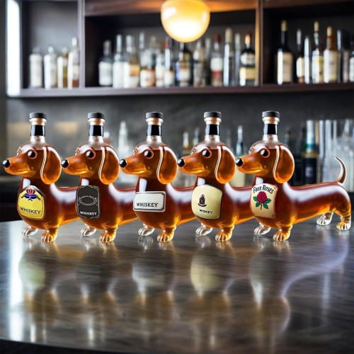 XVVX Whiskey Decanter Figurine, Dachshund Dog Wine Bottle Statue, Unique Animal-Shaped Whiskey Decanter, Funny Gift for Whiskey Lovers, Home Bar Acces