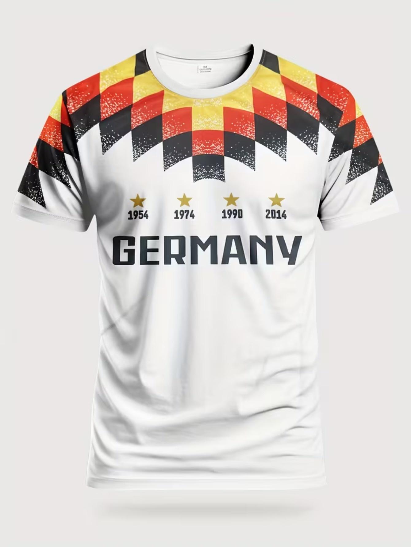2026 USA Canada-Mexico World Cup Mens Soccer Jersey TShirt German Flag Pattern Short Sleeve Top Summer Sporty Style Loose-Fit Plus-Size Tee S