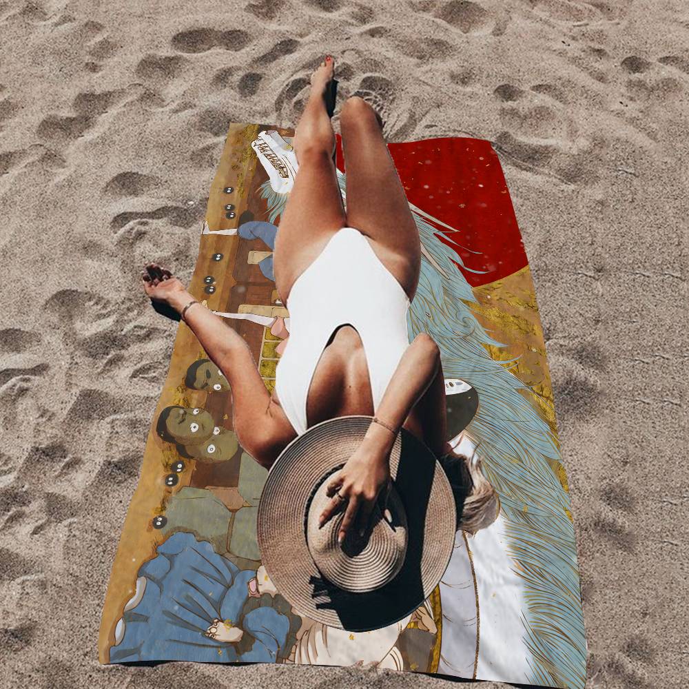 S-Spirited Away Beach Towel Colorful Bath Towels For Girl Microfiber Quick Dry Sand Free Beach Yoga Spa Gym Pool