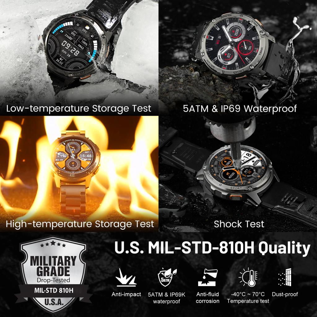 Original KOSPET TANK T3 Smart Watch For Men Military Smartwatch Women Digital Fitness Watches  AI Voice AOD Bluetooth