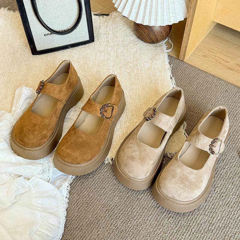 2025 ny vår og høst med skjørt små skinnsko rund tå japanske jk enkeltsko loafers plattform Mary Jane damesko