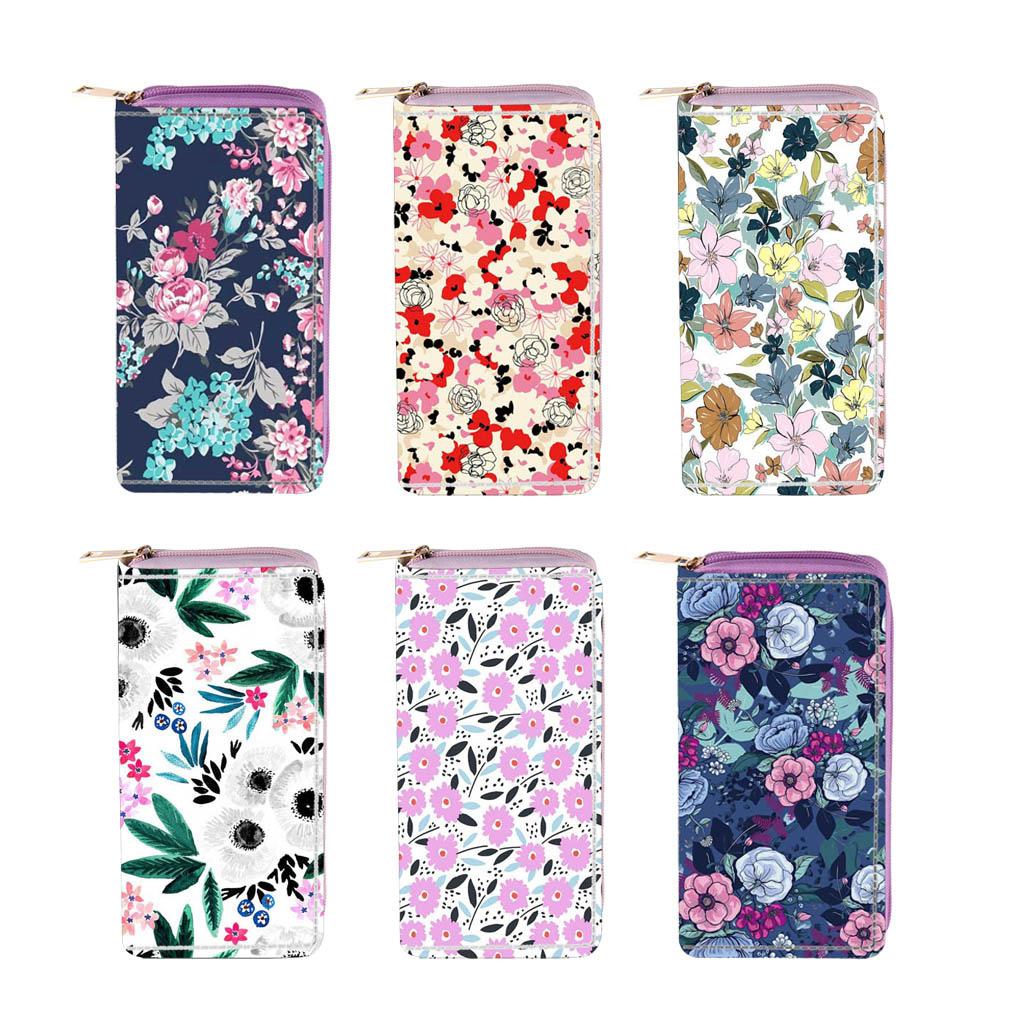 Ethnic Style Small Floral Long Zipper Wallet Flower Clutch Bag