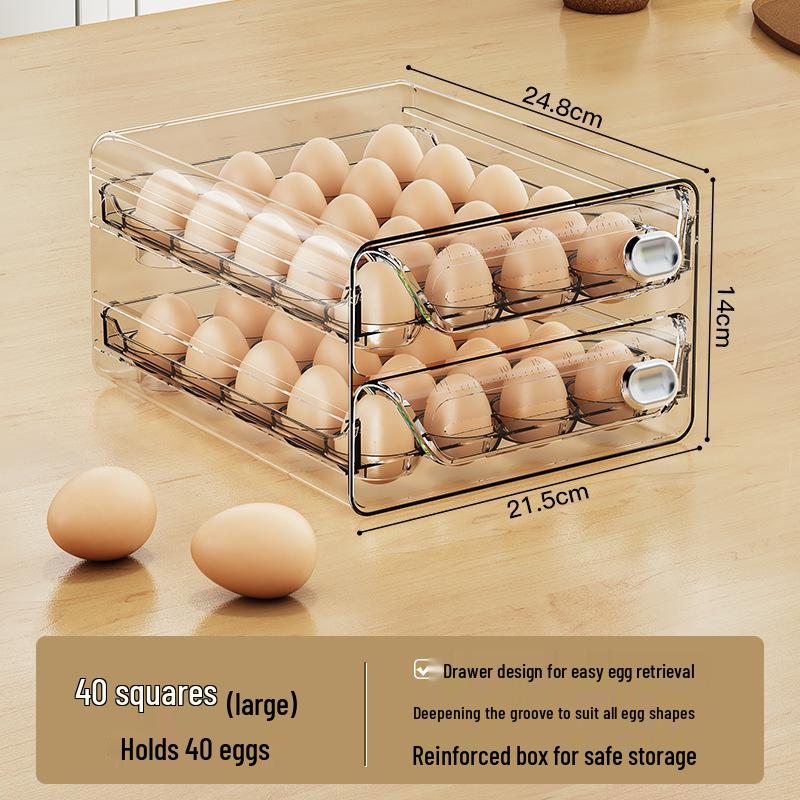 Transparent Double-Layer Egg Storage Box for Fridge and Kitchen