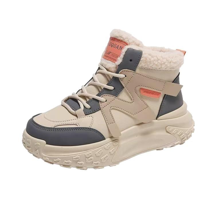 Fleece High-top Dad Shoes Women's Autumn and Winter New Cotton Shoes Student Warm Thick-soled Snow Boots
