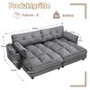 Graues Kord-Sofa 2-Sitzer, teilbar in 2 Sitze, 2 Kissen, 4 Getränkehalter, 4 Taschen, USB-Anschlüsse an den Armlehnen, für Wohnzimmer, Schlafzimmer und Arbeitszimmer