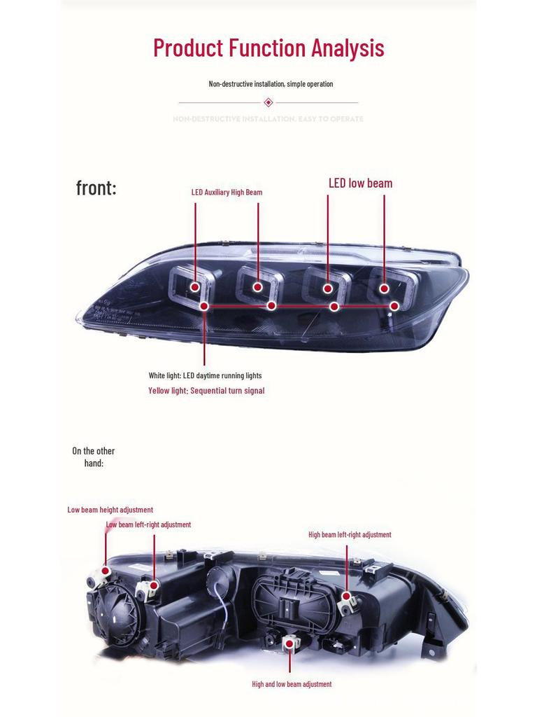 Mazda 6 (2003-2015) Bugatti-Style LED Headlight Assembly with Daytime Running Lights