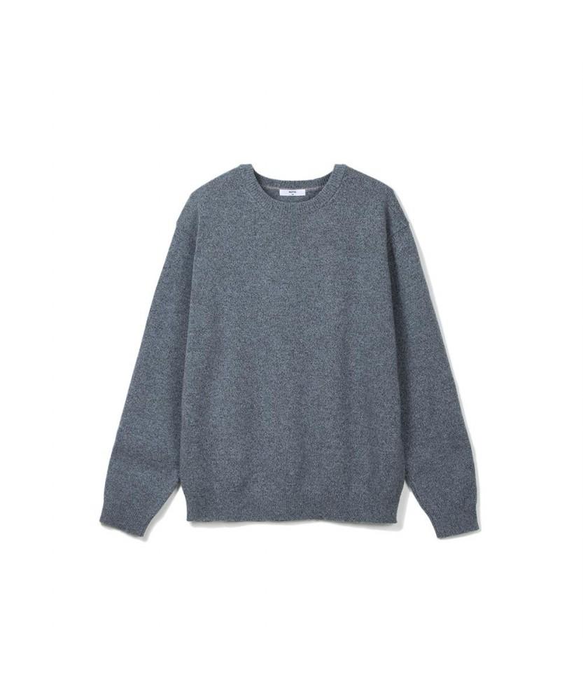 NOTIG Wool Blend Tweed Round Knit Navy_Okw2Swrl201N1
