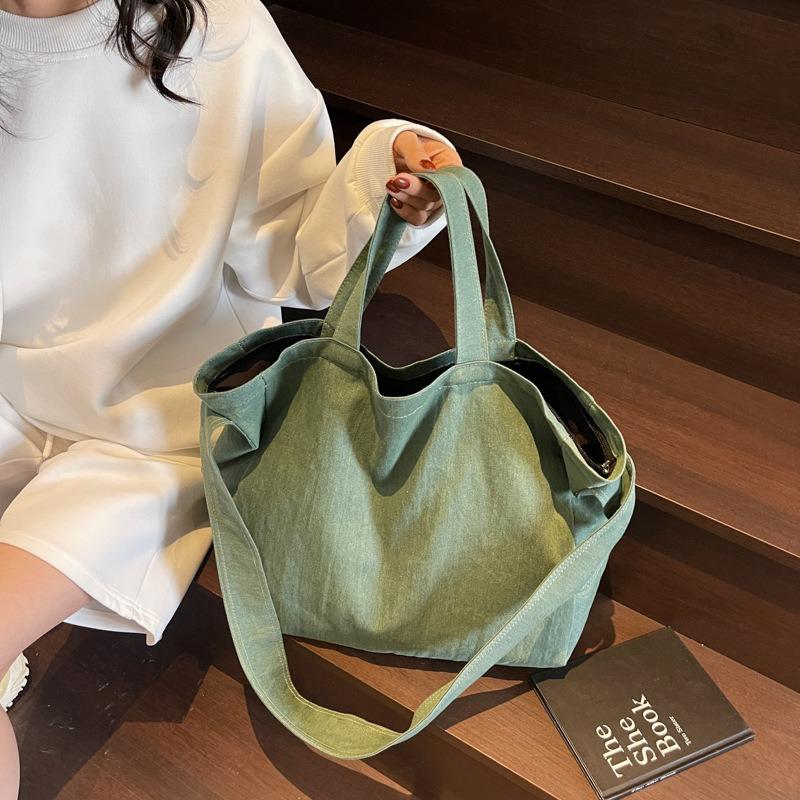 Large capacity canvas tote bag literary shoulder bag simple messenger bag