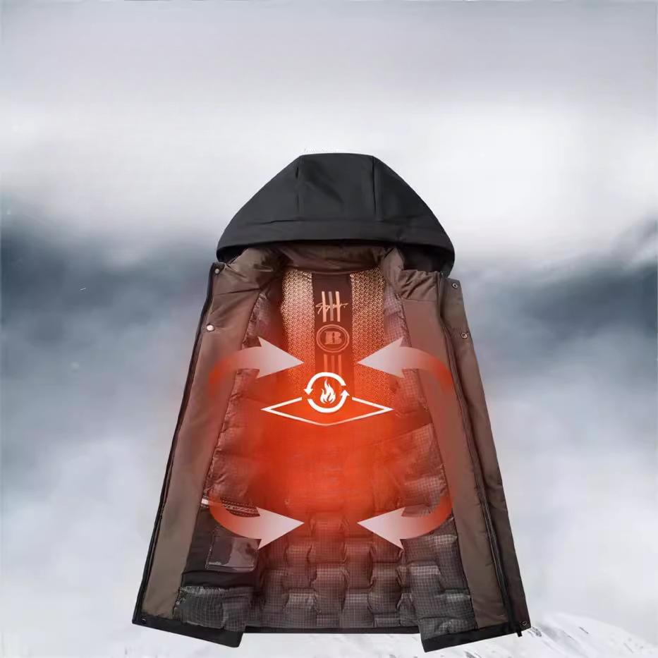 Zimowa męska kurtka bawełniana luźna odzież dla taty biznesowa codzienna ciepła odpinany kaptur zimowa odzież bawełniana męska