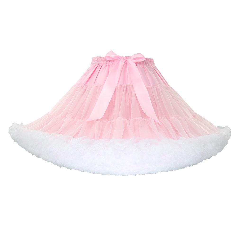Weißer Erwachsenen Mesh Puffrock - Super Puffiger Halbkörper-Kostüm-Petticoat
