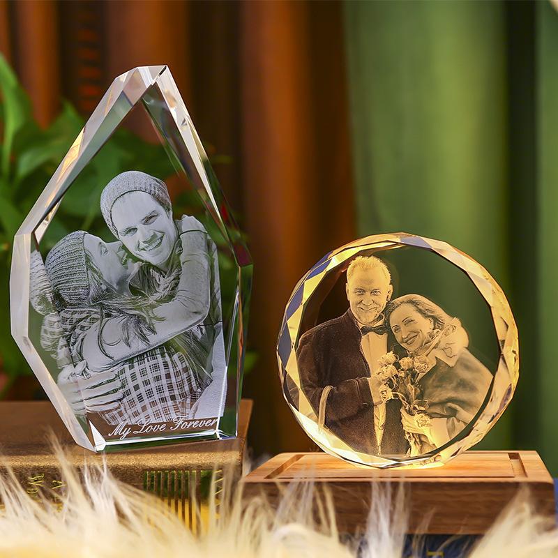 Custom Photo Candle Holder Glass Crystal Laser Engraving 3D Figure Photo Pet Photos Personalized Printing Eternity Souvenir Gift