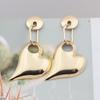 Exaggerate Irregular Big Heart Geometry Metal Golden Long Pendant Earring for Women New Trend Brincos Wedding Jewelry