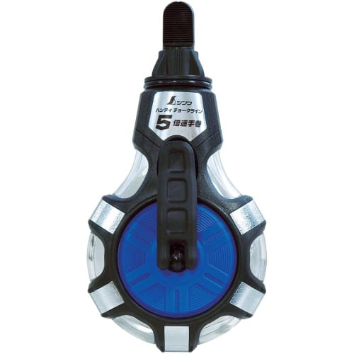 Shinwa Sokutei Handy Chalk Line, 5x Speed, Hand-Wound, Powdered, 3x Thick Thread, Blue, 77560