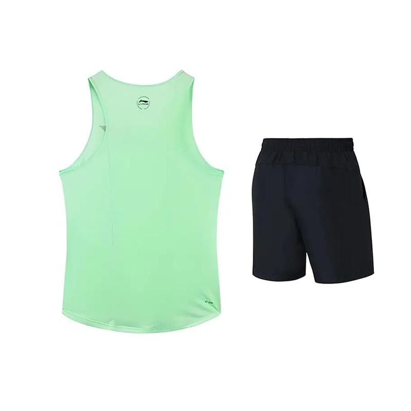 Li Ning Logo Potisk Jednoduchá Móda Prodyšná Rychleschnoucí Pohodlná Univerzální Bezrukávová Vesta Ležérní Sportovní Set Pánský sportovní set YVSW033-2+YKST119-1