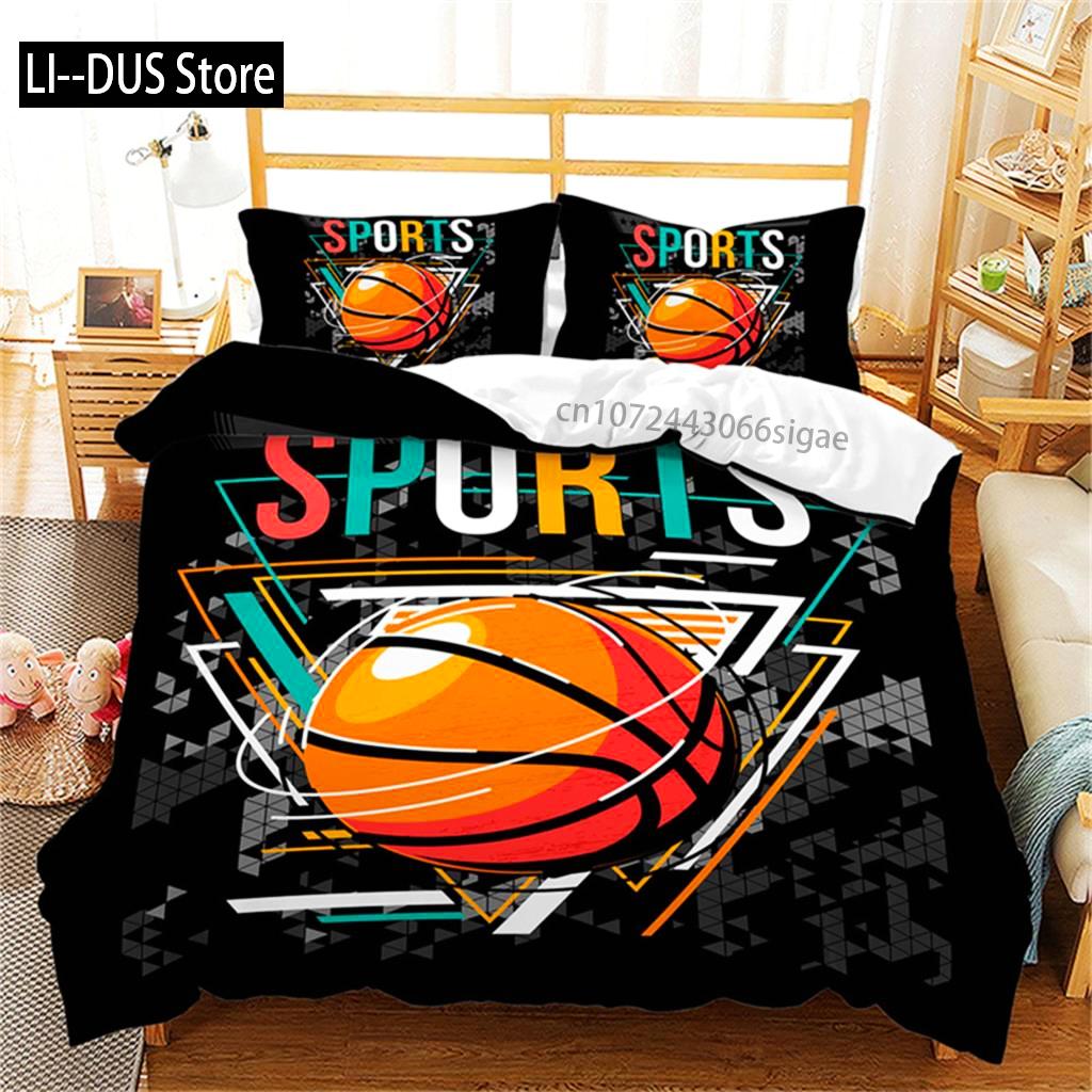 Duvet Cover Basketball Player Queen Bedding Set Microfiber Competitive Sports Game Comforter Cover For Kids Teen Bedroom Decor