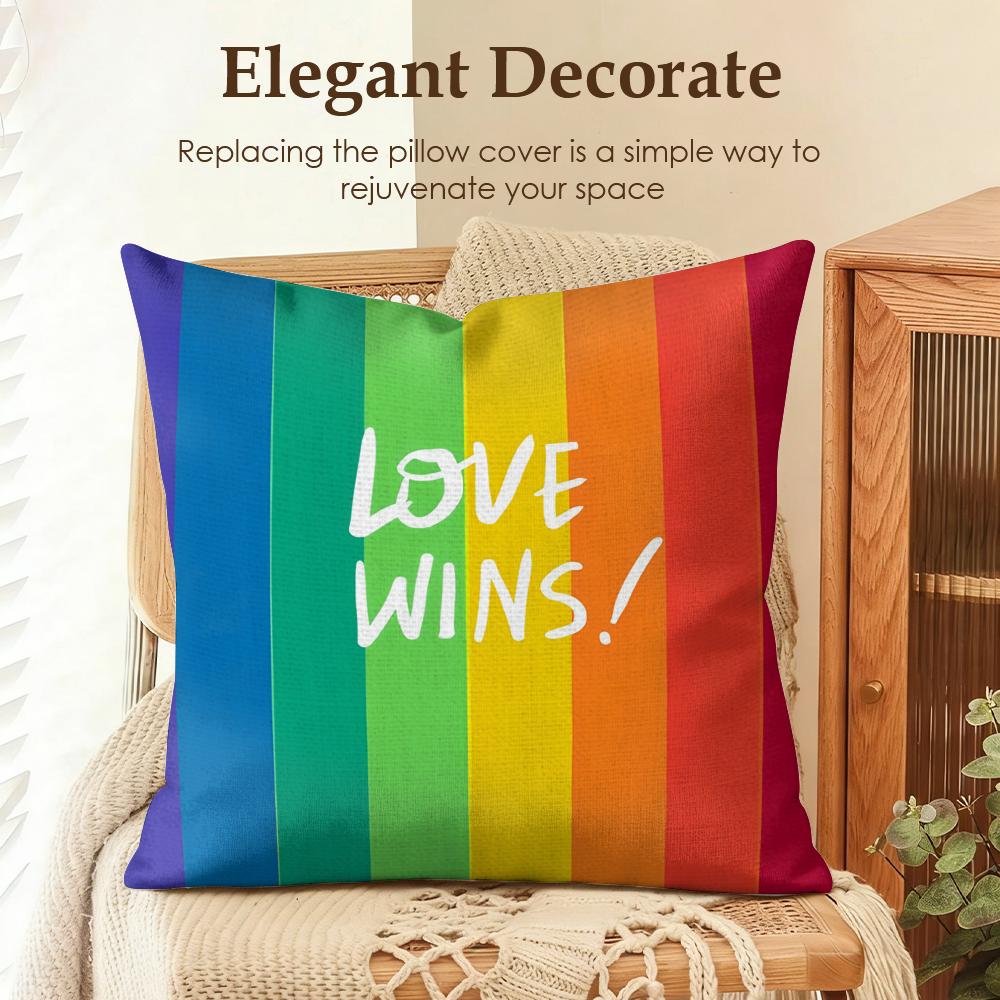Cool Lgbt Pattern Cushion Cover Natural Linen Organic Fabric DoubleSided Printing Sofa Home Decor Gift Pillow Case