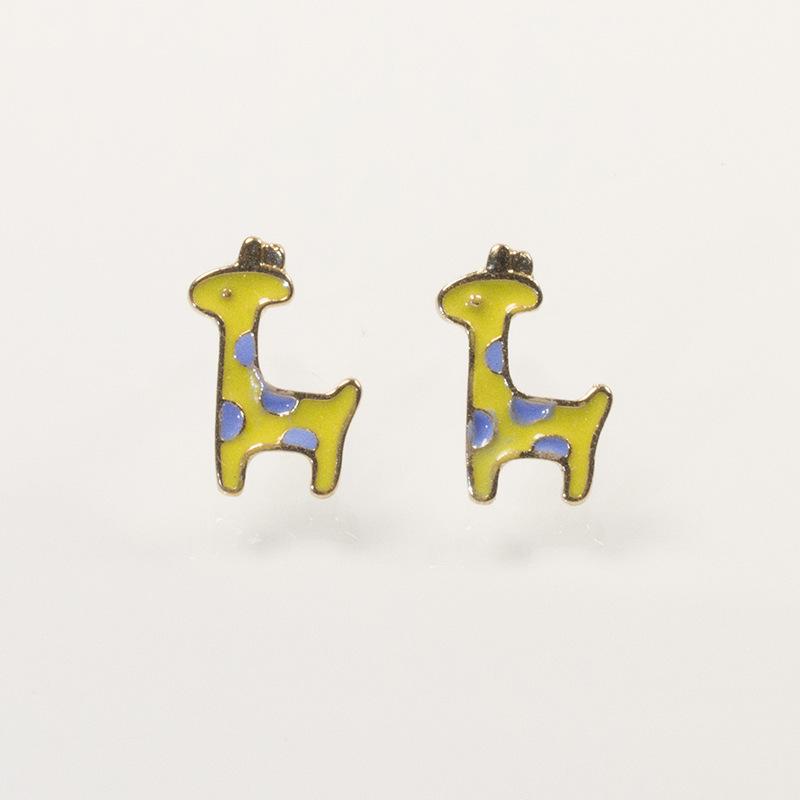 Серебряные серьги-гвоздики с жирафом женские корейская версия маленькие свежие и милые сладкие ушки оленя маленькие и простые для девочки