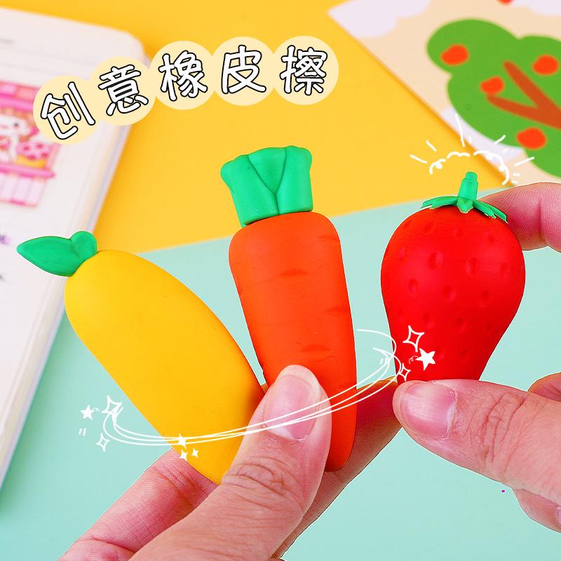 Creative Giant Fruit Carrot Eraser - Cute, Anti-Lost for Students Painting and Exams