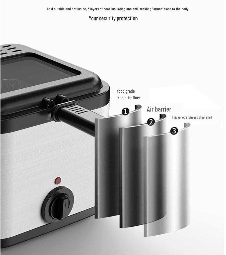 Stainless Steel Electric Deep Fryer for Fried Chicken & French Fries, Large Capacity, All-in-One