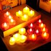 24 Stück LED-Teelichter, herzförmige, flammenlose, flackernde Kerzen, batteriebetriebene elektrische Teelichter für Valentinstag und Hochzeit