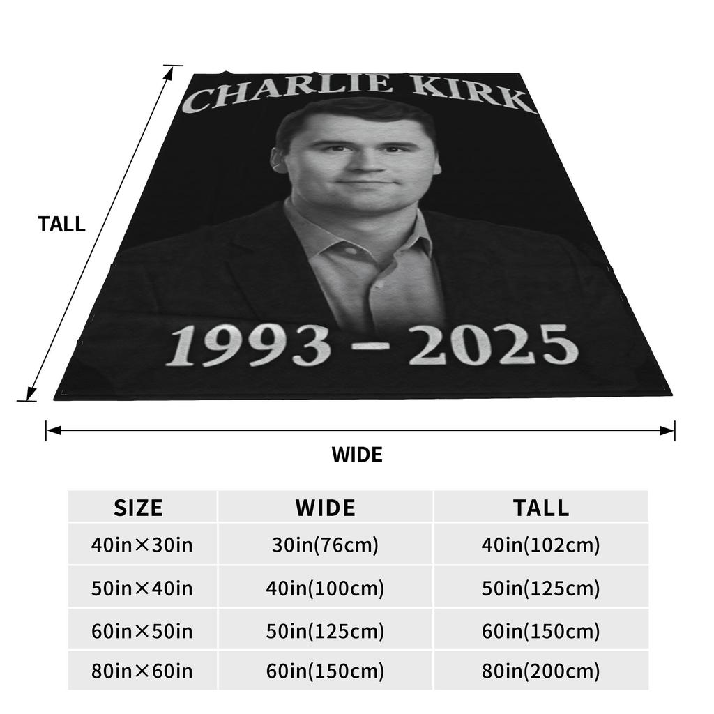 Charlie Kirk Shoot Blankets  Super Warm Aesthetic Plush Throw Blanket For Students Home Decor Flannel Bedspread Bed Cover