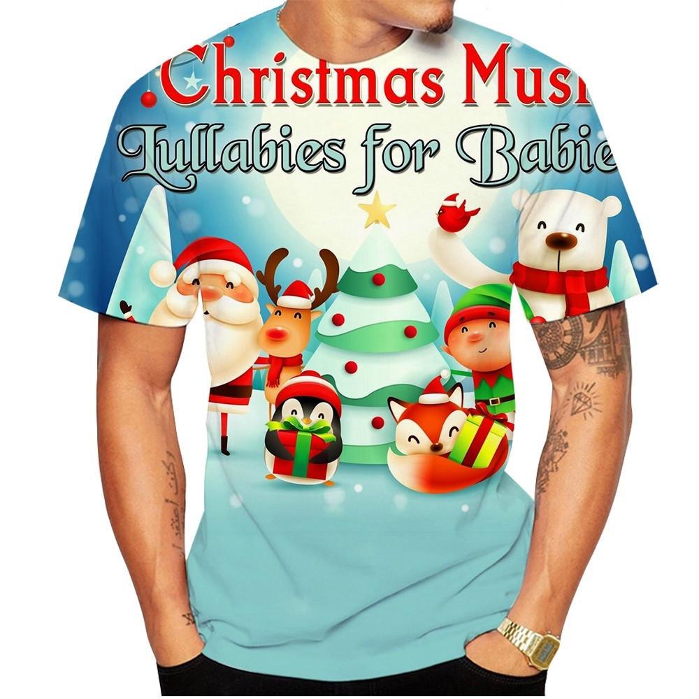 Santa Claus Anime Street Men/Women Christmas T-shirt Men's Holiday Dress Show T-shirt Street Wear Men's Clothing T-shirt
