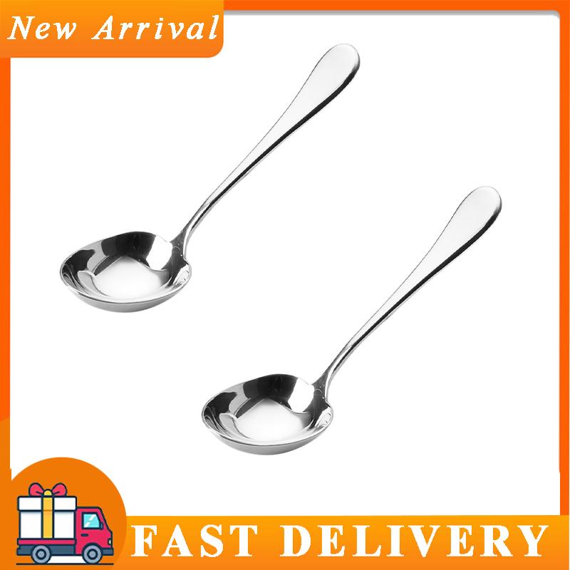 Stainless Steel Soup Spoon Mirror Polished Colander Long Handle Korea Soup Spoon Deep-headed Tablespoon for Kitchen Flatware