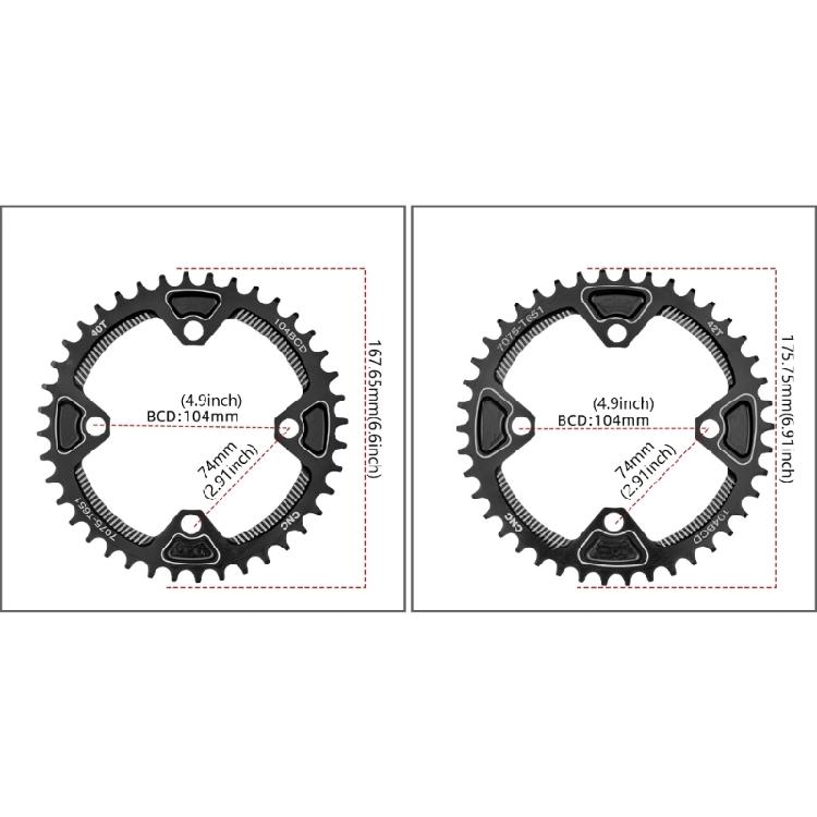 Mountainbike 40T/42T Fahrrad Kurbelgarnitur Zahn 104BCD Kettenblatt Ersatz Fahrrad Kurbel Narrow Wide Kettenblatt Rad