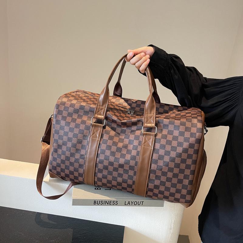 Schoolbag Unisex Dark Brown Travel Bag, Large-Capacity Men's Fitness Bag, Business Trip Accommodation, Maternity Waiting Storage Bag, High-End High-Value Boarding Bag.