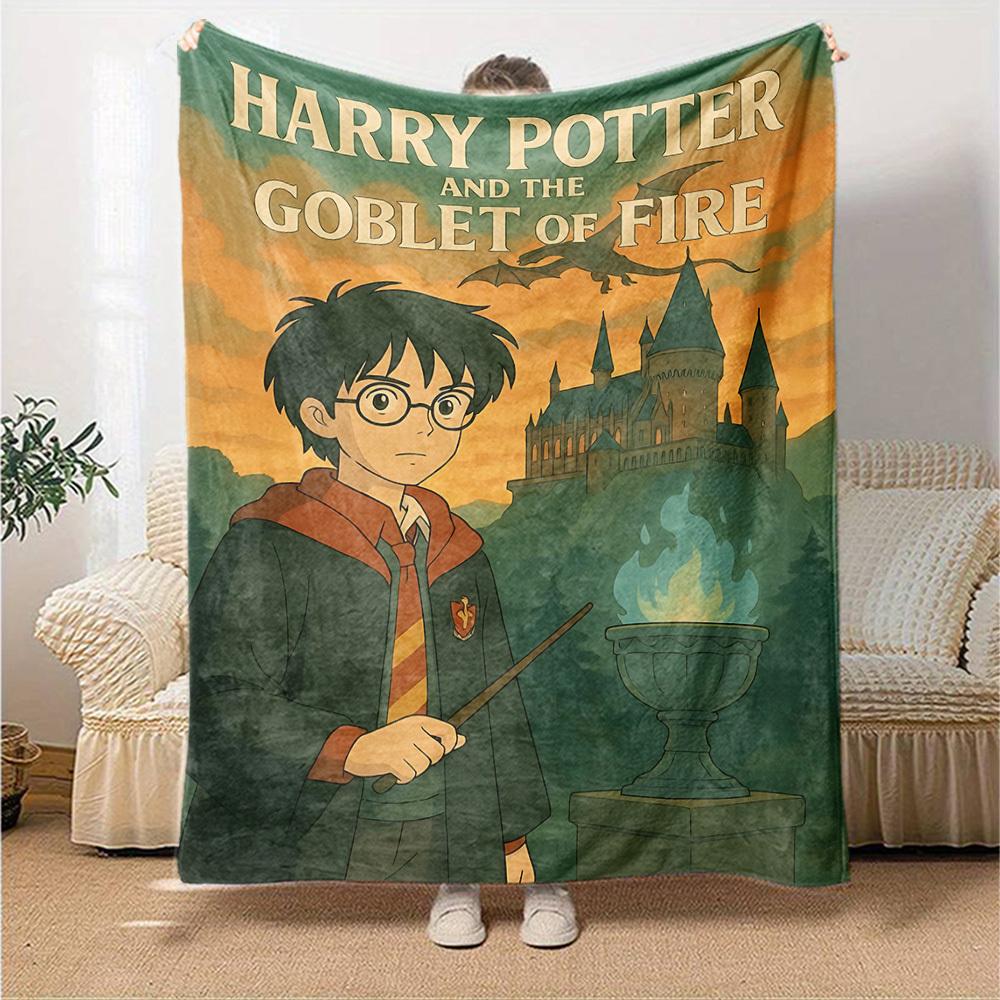 1pc Hogwarts Fire Flannel Blanket Soft Warm Throw for Home, Office, Travel, All-Season Cozy Bedding Gift L1433
