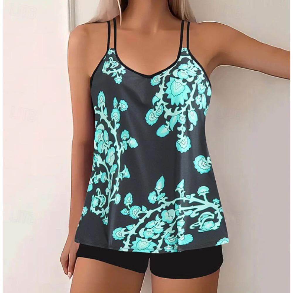 Damen Tankini Badeanzug 2-teilig Abstraktes Muster Print Urlaubs Badesachen