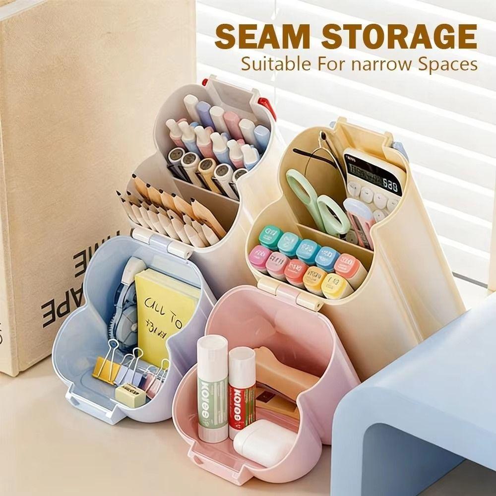 Compact Creative Desktop Slanting Organizer Cartoon Simple Slanted Pen Holder Solid Color Sturdy Pencil Case School Use