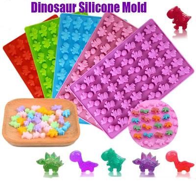 48 Grids Gummy Dinosaur Moulds Mini Dragon Jelly Moulds Candy Chocolate Fondant Trays with Dropper DIY Baking Decoration Tools