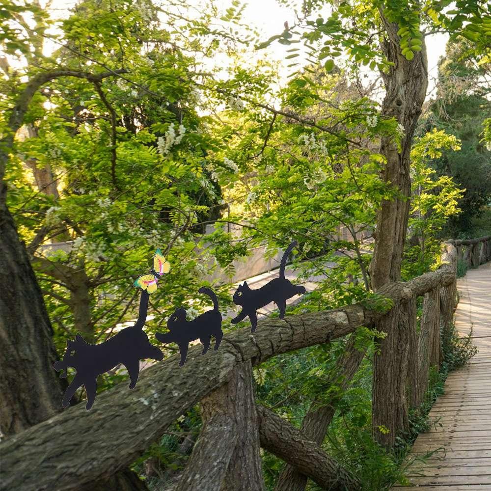 3Pcs Set Butterfly Decorative Black Cat Silhouette Animal Garden Ornaments  Home Decoration