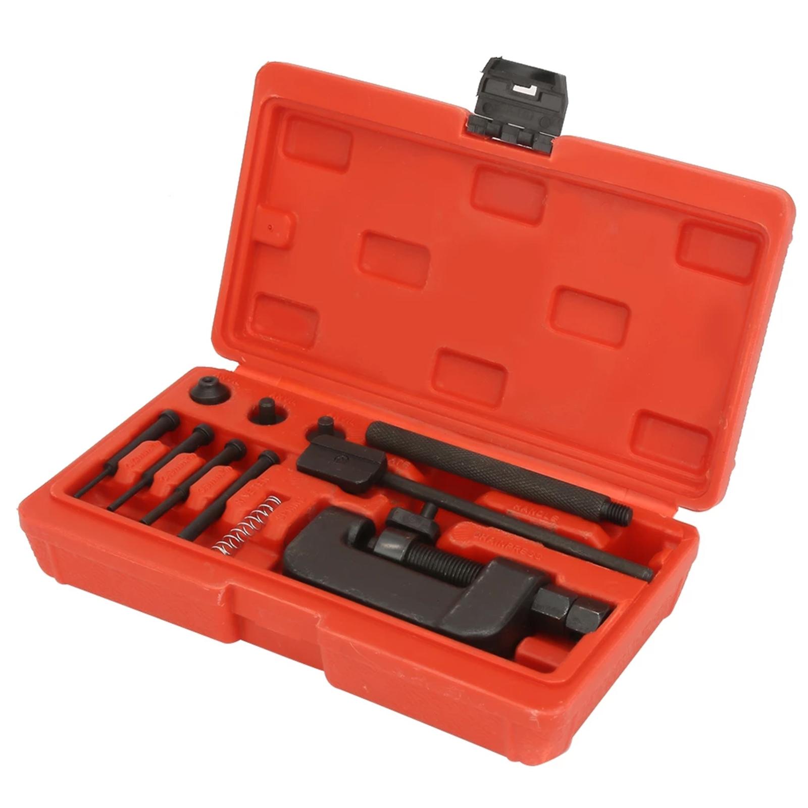 13Pcs Chain Breaker Tool Kit Motorcycle Chain Rivet Tool Chain Repair Tool Set for Cam and 35 To 630 Motorcycle Bike ATV Chains