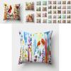 Elegant Watercolor Bird Flower Pillow Case In Cotton Linen For Cozy Sofa Decor