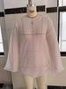 European-American Thin Round Neck Bell Sleeve Knitted See-through T-shirt (Spring/Summer 2025 Collection)