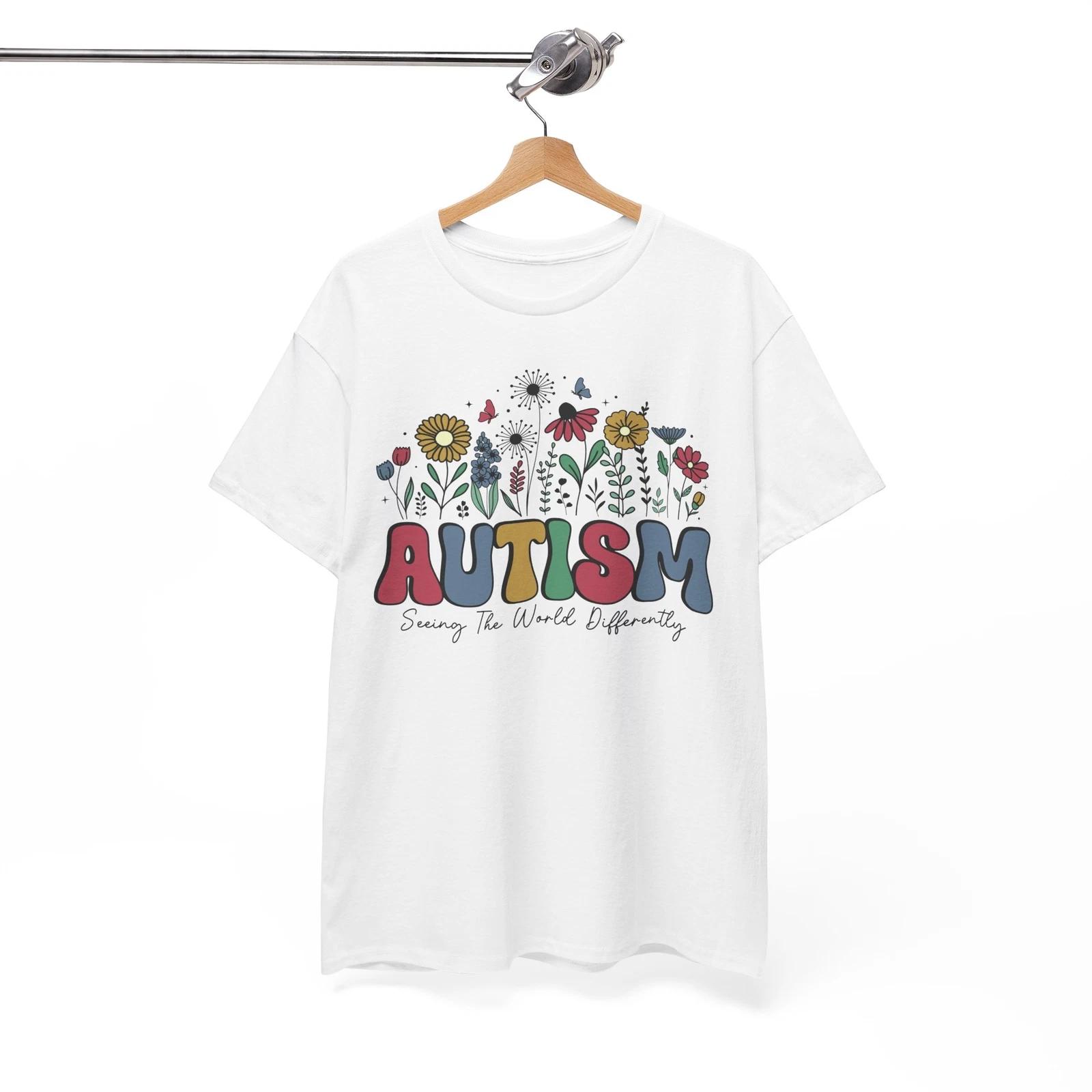 

Autism Seeing The World Differently T-Shirt - Artistic Flower Tee M