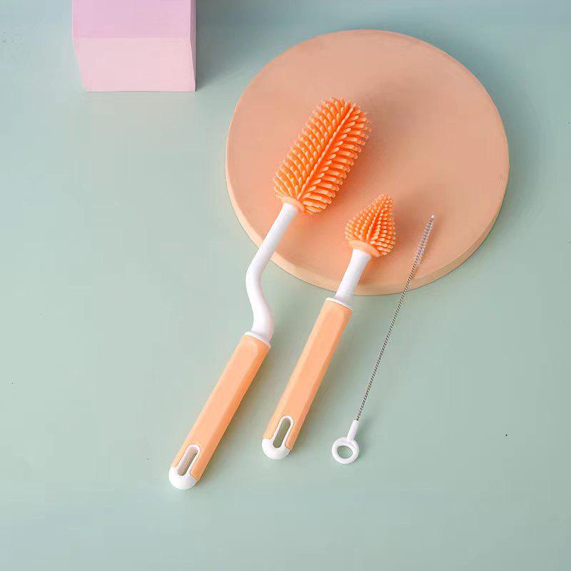 Silicone Rotating Baby Bottle and Nipple Brush Set
