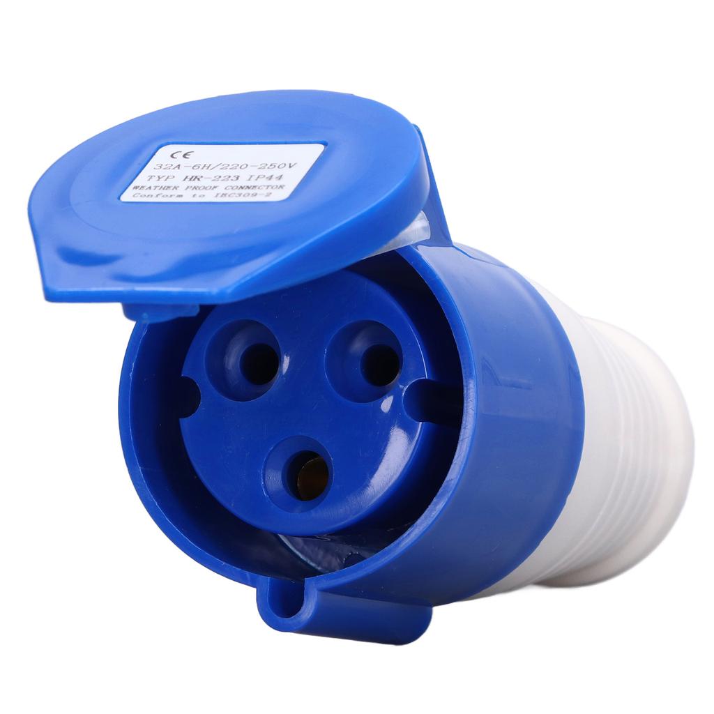 Industrial Plug Socket 3 Pin IP44 Waterproof Connector 32A CEE 220‑250V Blue