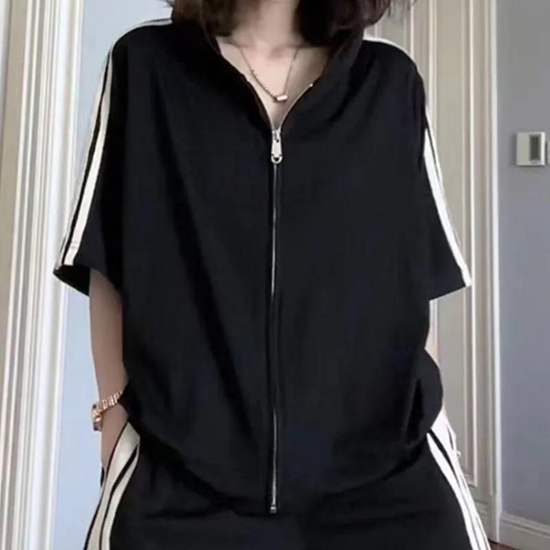Summer Gothic Street Style Shorts Suits Women Casual Sports Jogger Loose Shorts Two Piece Sets Casual Y2k Harajuku Polo T-shirts