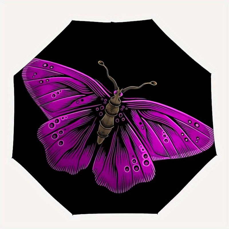 

1pc Purple ButterflyAutomatic Folding Umbrella, Portable & Foldable Design with 8 Ribs, Casual Outdoor Accessory yy250804191