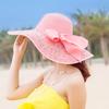 Summer Women Big Brim Straw Bow Hat Sun Fashion Wide Brim Floppy Panama Cap Outdoor Foldable Uv Protect Travel Femme Beach Hats