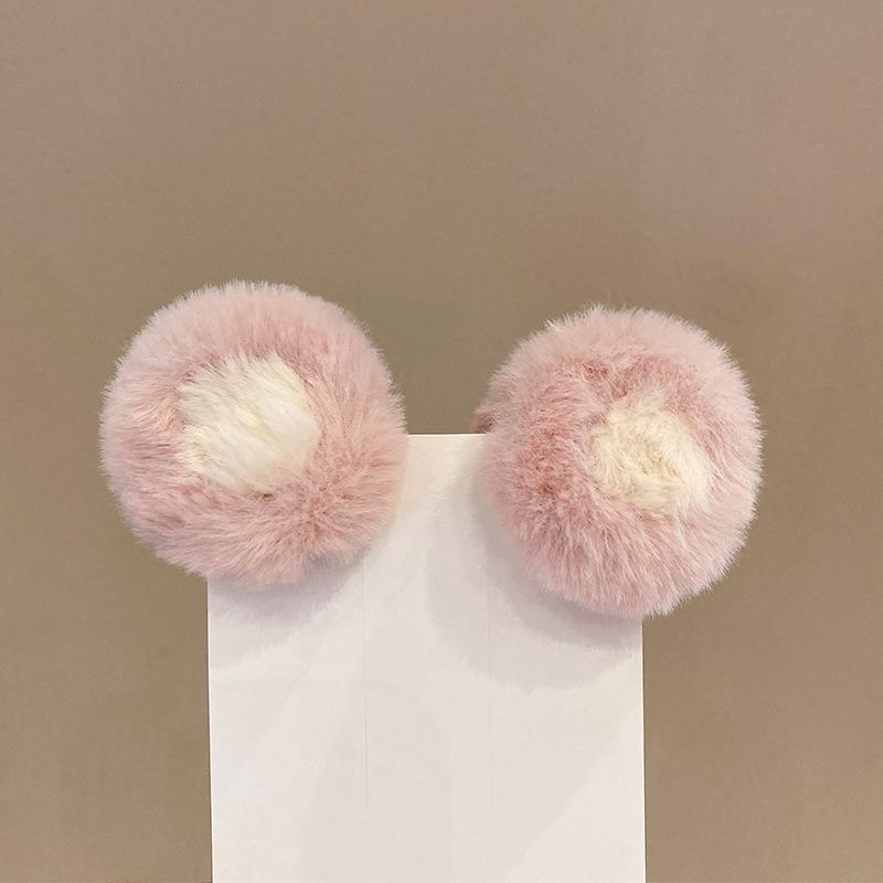 2Pcs/set Plush Animal Ears Hair Claw Clip for Kids Soft Cute Kawaii Cartoon Fuzzy Snap Clip for Children Girls Accessories Gift