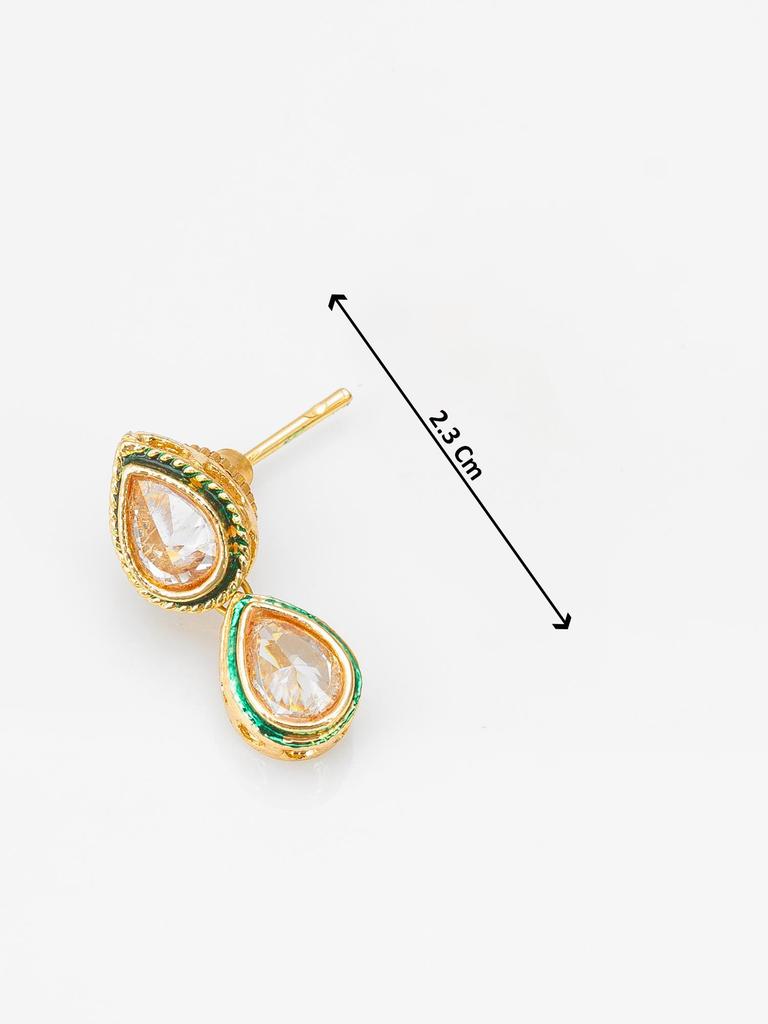 Gold-Plated  White Stone-Studded & Beaded Handcrafted Jewellery Set