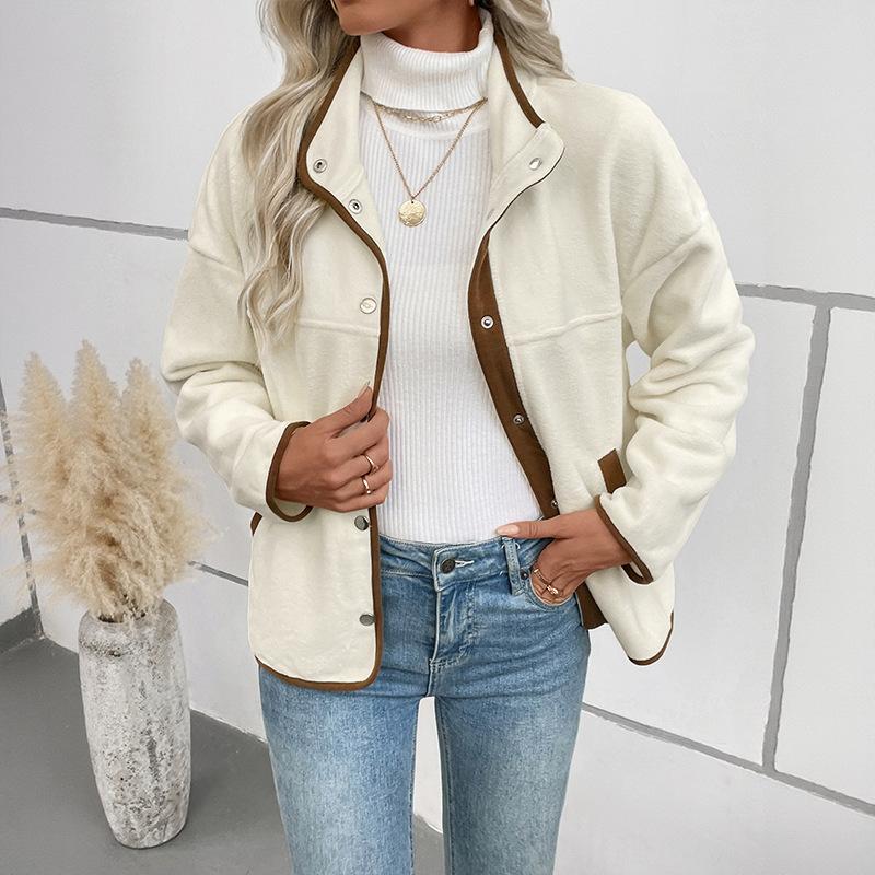 Women s Fuzzy Fleece Jacket Casual Long Sleeve Button Down Warm Coat Outwear Fall Winter Outfits S