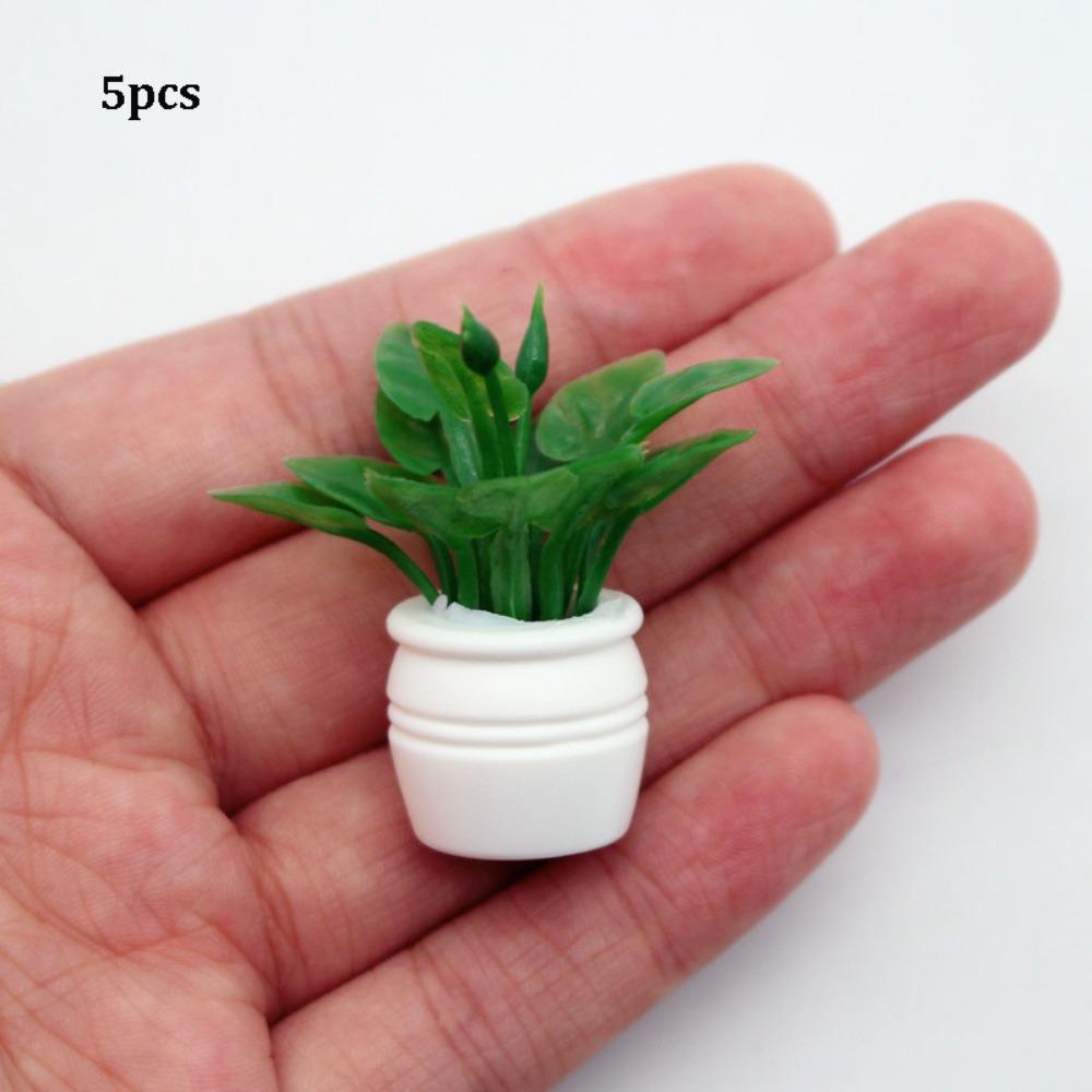 5pcs Plastic 1:12 Dollhouse Miniature Plant Green Luo Plant  Outdoor Doll House Model Accessories