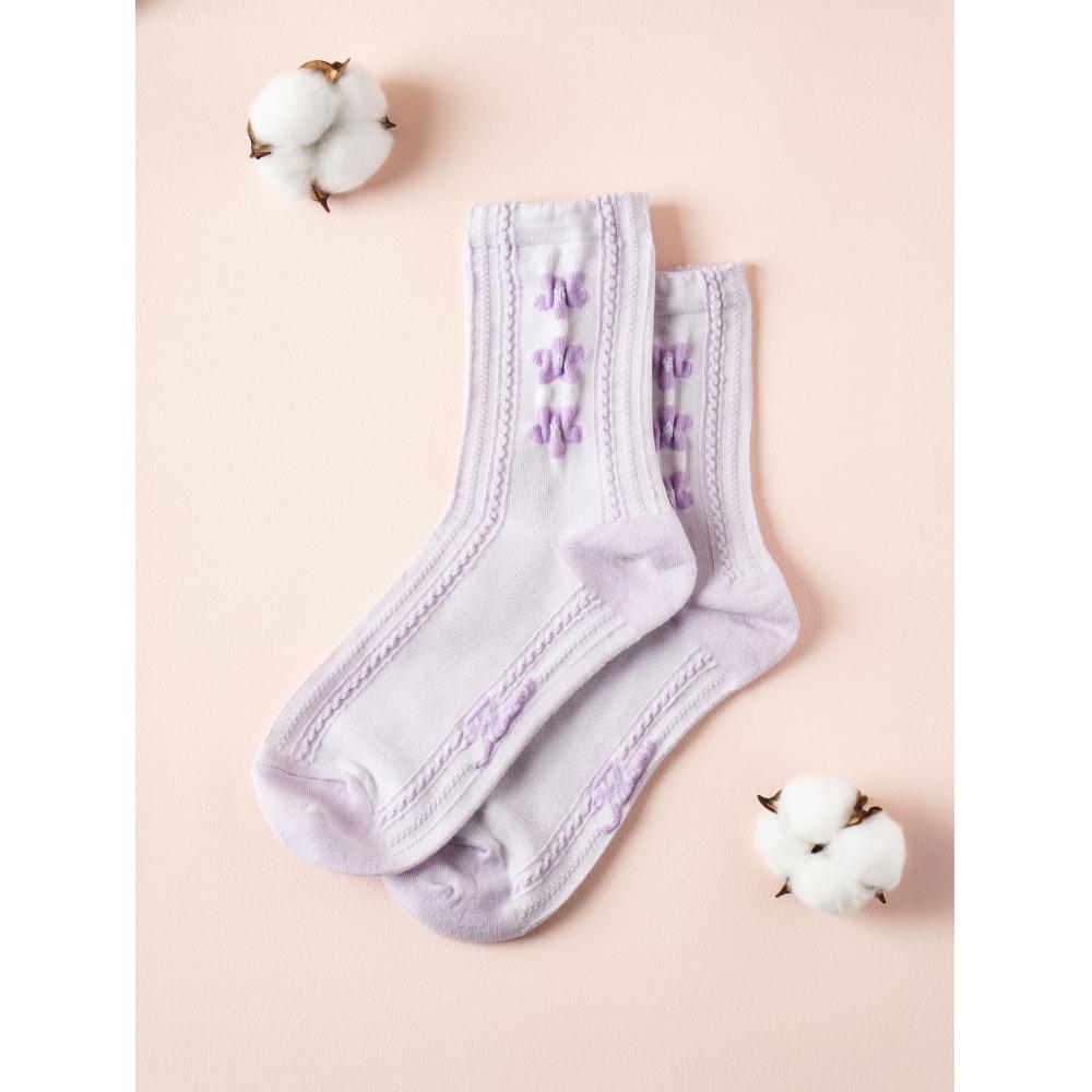 

Носки Daiso Kikiya, носки с цветочным узором, фиолетовые