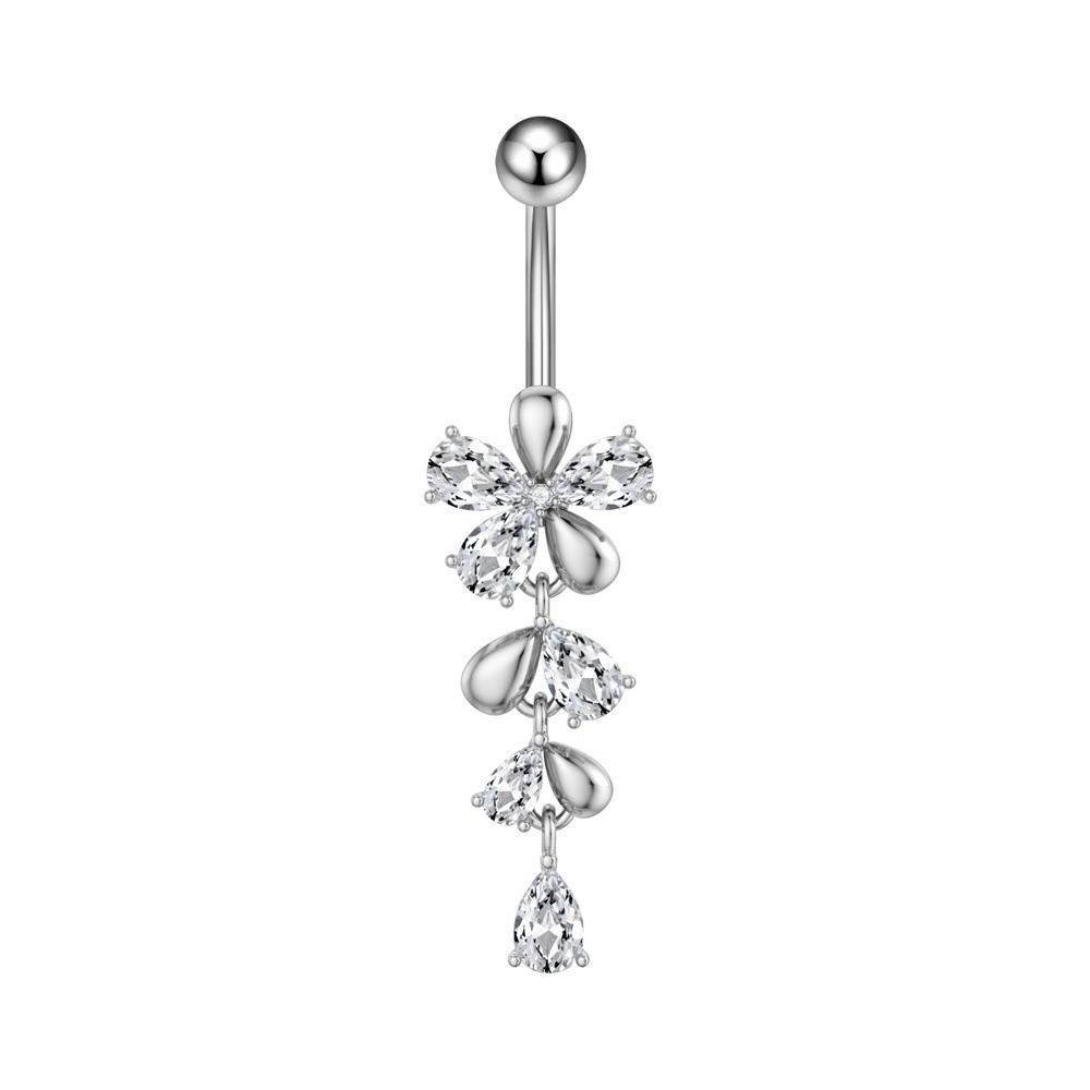 Elegant Belly Navel Stud Stainless Steel Navel Button Butterfly Chain Navel Ring Seaside