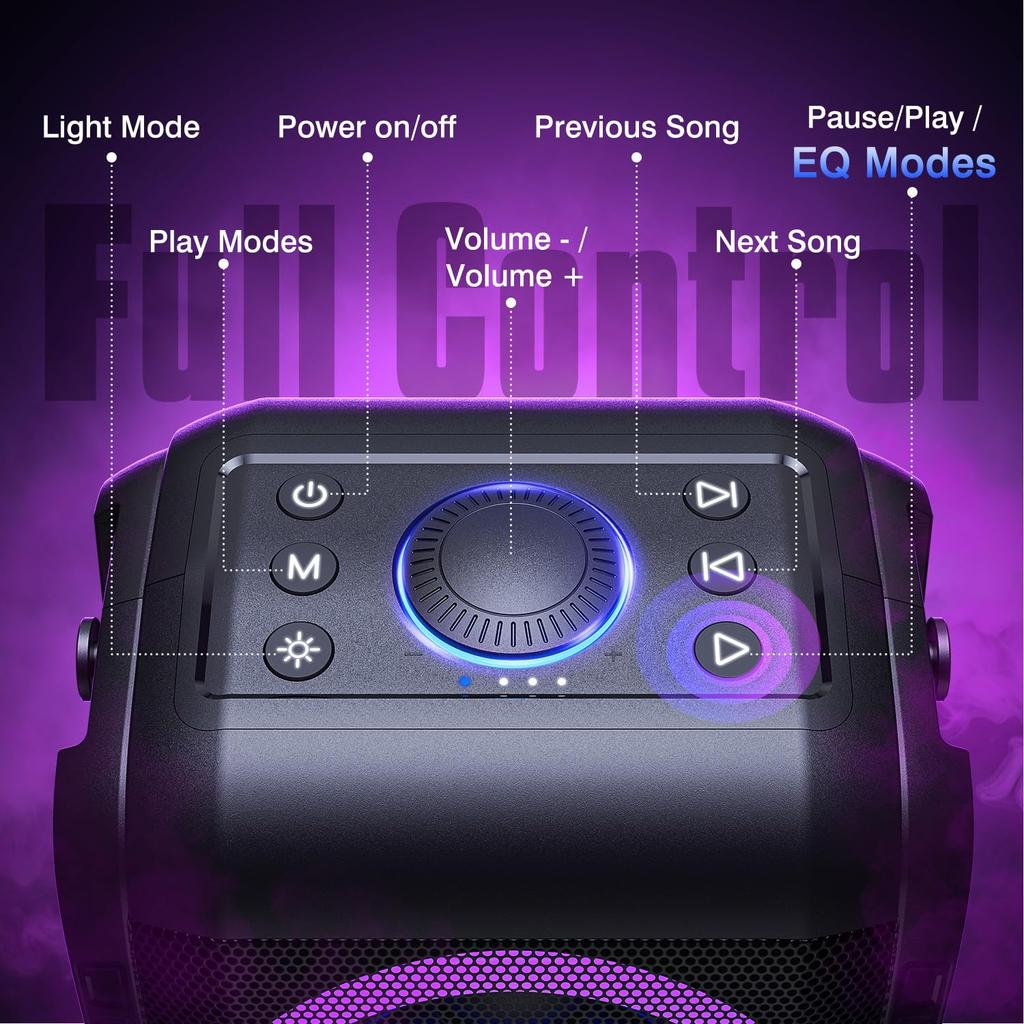 80W Loud Bluetooth Super Deep Huge 105dB Portable Party Mixed Color LED 24H Bluetooth USB TF W-KING Speaker, Bass, Sound, Speaker, Lights, Playtime,